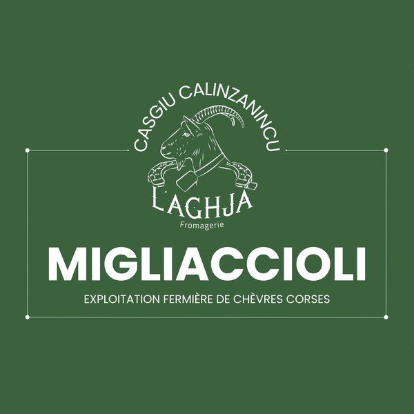 Banderole Migliaccioli de la fromagerie L’Aghja, Casgiu Calinzanincu