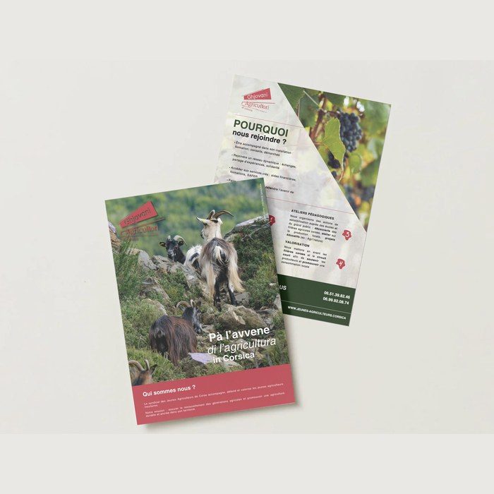 Flyer recto verso des Ghjovani Agricultori di Corsica